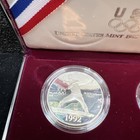 1992-s Us Mint Olympic Commemorative 2-coin Proof Set   Silver Dollar clad Half