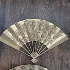 Set Of 2 Vintage Solid Brass Oriental Style Hand Fan Phoenix Dragon Wall Decor