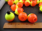 24 Fishing Bobbers 1 25   Round Floats Yellow Orange Plastic Snap On Float  1 A 