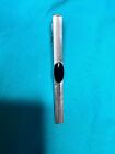 Anson Sterling Silver Onyx Cabochon Center Long Tie Clip Bar Clasp Vintage Rare