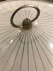 Vintage Large Saucer Mcm Atomic Burst Ceiling Hanging Light