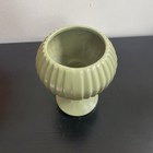 Mcm Mccoy Pottery Floraline 407 Pedestal Planter vase  Green Ribbed Matte