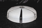 Vtg Striped Clear Opaque White Glass Ceiling Light Shade Textured Thick 11  Mcm