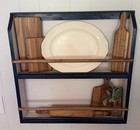 Wall Mounted Plate Holder Display Shelf Kitchen Storage Rack Handmade Navy Blue