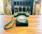 Vintage Western Electric Rotary Dial Phone Avocado Green And Black Telephone