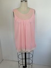 Vtg Mod Babydoll Nightgown 60s L Top Pink Nylon Slip Sheer Chiffon Lace Lingerie