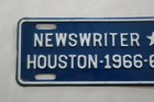 Original 1966 Newswriter License Plate Texas Houston