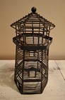 Vintage Lighthouse Candle Holder  Black Metal Construction Includes Glass Holder