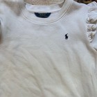 Polo Ralph Lauren White Long Sleeve Navy Pony Ruffle Sweater Dress Size 16