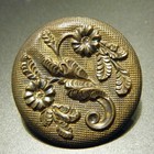 Antique Button Brass Floral Design Back Mark  benedict   Burnham Extra 1834 1840
