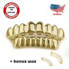 14k Gold Plated Hiphop Teeth Grillz Top bottom Grill Set Bonus Wax high Quality 