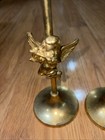 Vintage Pair Brass Cherub Angel Candlesticks Made In India Musical Putti 7 25   