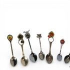 Vintage Souvenir Spoons Lot 12 Pc Enamel Travel Us State Cities Collector Set
