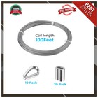 1 16in Stainless Steel Wire Cable 100ft 7x7 Strand Aircraft Rope W Sleeves Th   