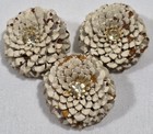  3  Vtg Mcm Wooden Flower W gemstone Center Shabby Chic Buttons Bouquet Crafts 