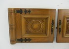 Pair Vintage Carved Wood Door Panels Breughel Style Architectural Salvaged 40s 