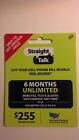 Straight Talk Refill Card  255 25gb Lte Unlimited Talk text data 6months Fastget