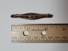 Antique Womens 14k Yellow Gold Filigree   Single Diamond Flower Bar Pin Brooch