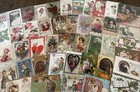 Lot Of 60 mixed  Antique Vintage Holidays Greetings 1900 s Postcards santa r792