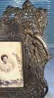 Vtg Cast Iron Photo Frame Art Nouveau Heavy Easel Victorian Antique Bronze brass