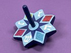 Wooden Star Dreidel Blue With Sparkle Diamonds Unbranded