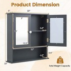 Costway Wall Mount Mirror Cabinet Bathroom Medicine Cabinet Organizer Grey