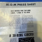 Vintage A Night At The Opera Mgm Promotional Press Sheet Ca  1935 Rare Groucho