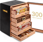 Cedar Cigar Humidor With Digital Hygrometer  Drawers   Humidifier