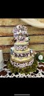 Handmade Baby Girl An Boy Gender Reveal Cow Print Diaper Cake Multi-tier