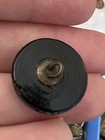 Antique Black Glass Pictorial Button Hunting Dogs Iridescent Tint
