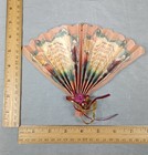 Vtg Victorian Style Fans Christmas Tree Ornaments Paper Print Music Cherub Santa