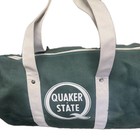New Vintage Quaker State Oil Duffle gym Canvas Bag  Zippered Top New Old Stock 
