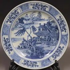 Chinese Qing Kangxi Blue And White Porcelain Landscape Pattern Plate 8 3 Inch