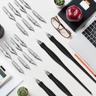 2 Sets Oblique Calligraphy Dip Pen Set Include 2-in-1 Calligraphy Oblique Pen Or