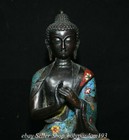 11 6  Old China Bronze Cloisonne Shakyamuni Amitabha Buddha Statue Sculpture 