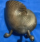 Vtg Handmade Large Solid Brass Nautilus Shell Art Deco Heavy Vase Planter 6 5 h