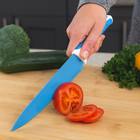 8  Stainless Steel Chef Knife With Blade Cover Blue Handle Kitchen Knife