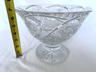 Vintage Polish Heavy Lead Crystal Pedestal Bowl Hand Cut 9 x 7  - 7 1 Lb