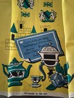 Vntg Nos Nwt Linen Castle Teapot   Menu Tea Towel Czech 50s-60s