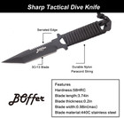 Dive Knife Scuba Diving Knife  Black Tactical Sharp Blade Knives  Divers Dive To
