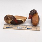 2 Vintage Wooden Carved Sleeping Ducks Figurine 4  Long