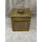 Vintage Gold Filigree Metal Tissue Box Cover Hollywood Regency Square Ornate