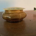Vintage Powder Jar Amber Glass With Celluloid Top 