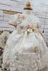 Free Shipping   Beautiful Ivory Christening Gown  Baptism Dress Hermoso Vestido