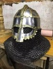 Vendel Viking Helmet Medieval Knight Armor With Chainmail Aventail For Larp