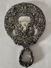 Antique Sterling Silver Gorham Repousse Hand Mirror   Hair Brush Vanity Set