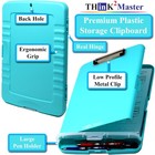 Think2master Teal Plastic Storage Clipboard With Pencil Holder    25  Heavier  