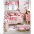 Picci Hippy Flower Italian Nursery Window Valance White Pink Stripe Shabby Chic 