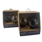 Faceted Crystal Sphere Curtain Rod Finials- Gunmetal -  4 Total Finals 