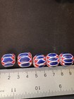 5 Large Vintage Chevron Glass Beads  b1100 - Indian - Native Rare Trade 17mm